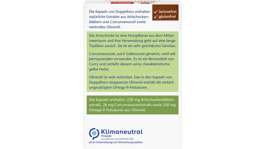 Doppelherz Artischocke Curcuma + Olivenöl 30 Kapseln