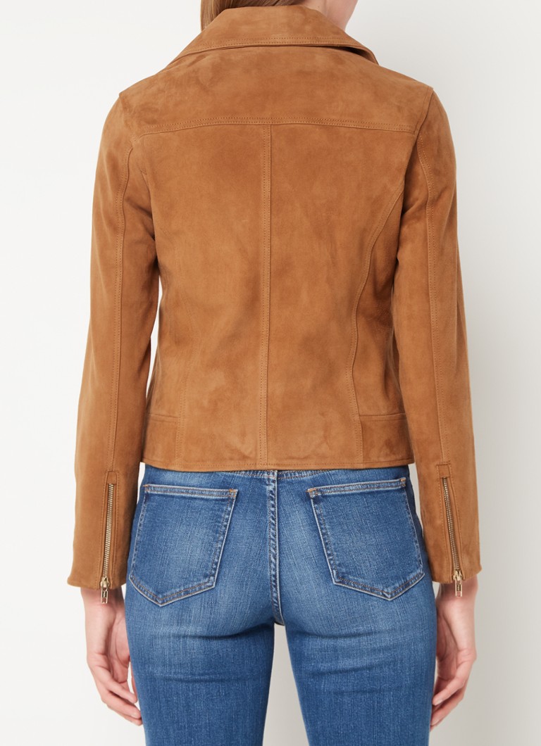 Gerard Darel Maud biker jacket in goat suede with zip pockets