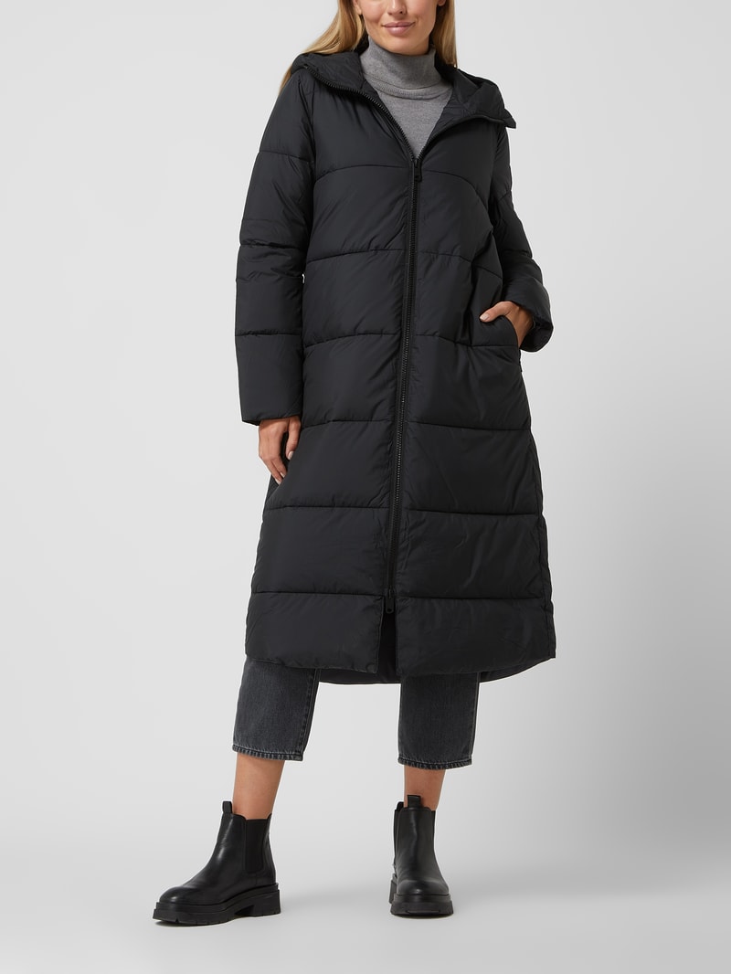 Light-Steppmantel mit Kapuze in schwarz