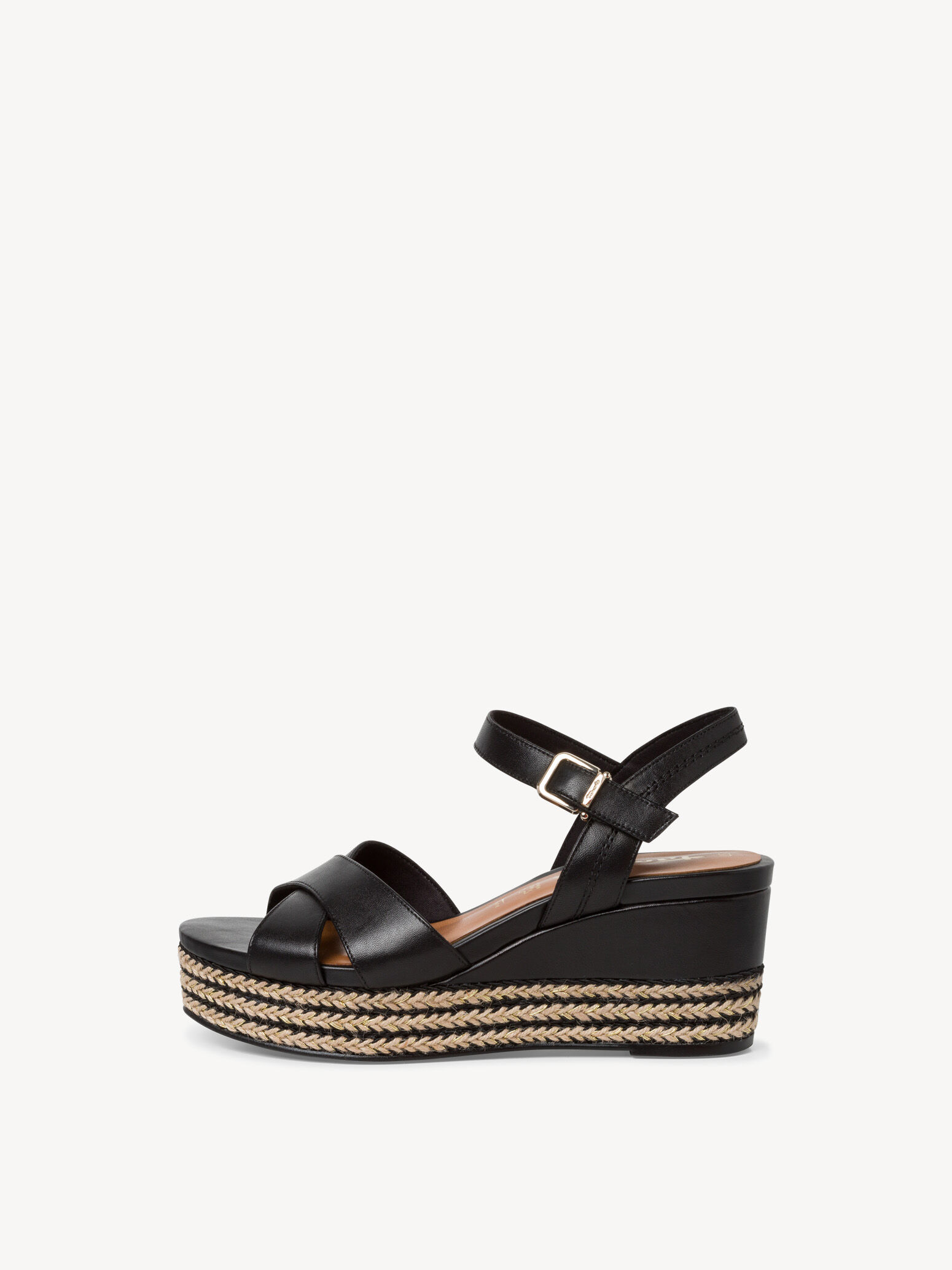 Sandale à talon en cuir - noir