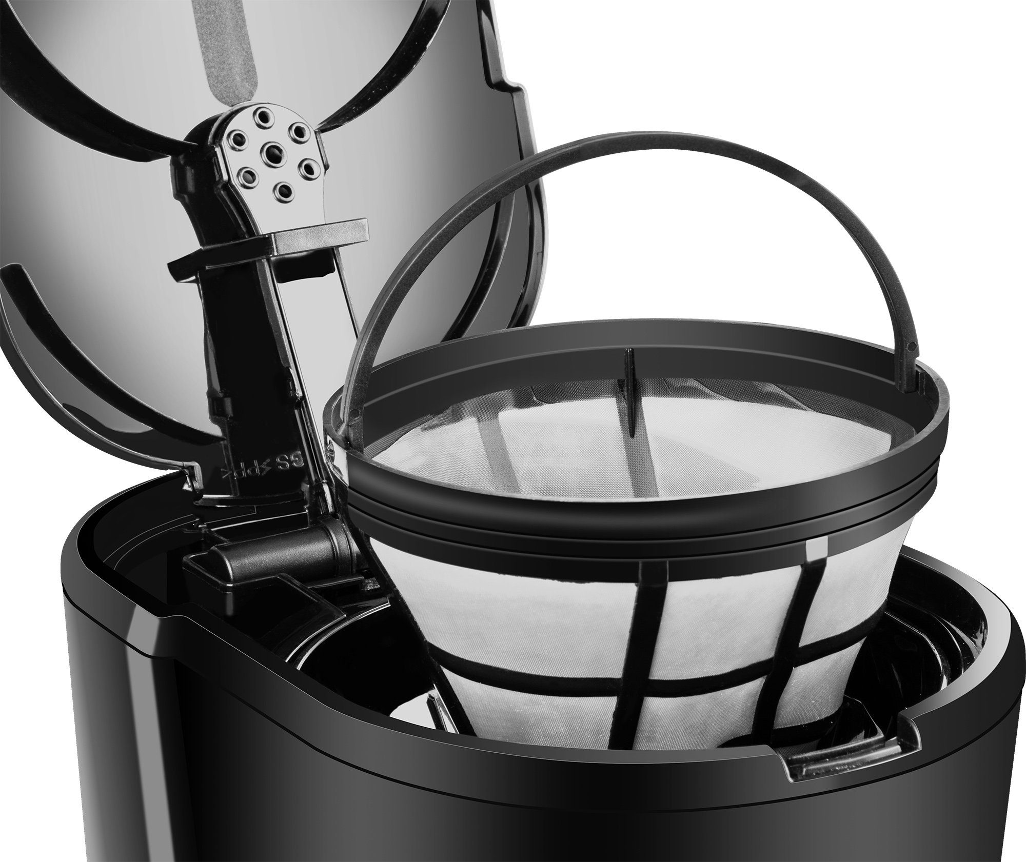 ECG Filterkaffeemaschine KP 2115, 1,5l Kaffeekanne, Permanentfilter, bis zu 12 Tassen Kaffee, Herausnehmbarer, waschbarer Nylonfilter