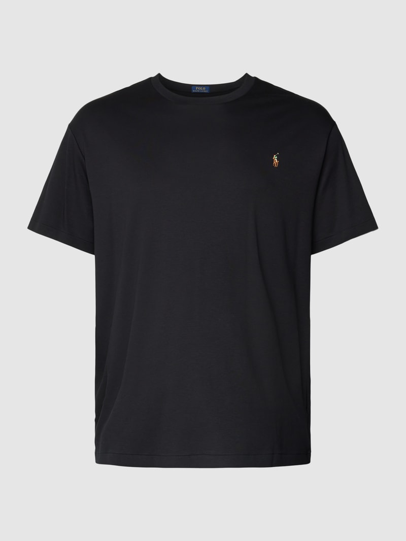 PLUS SIZE T-Shirt mit Label-Stitching in schwarz