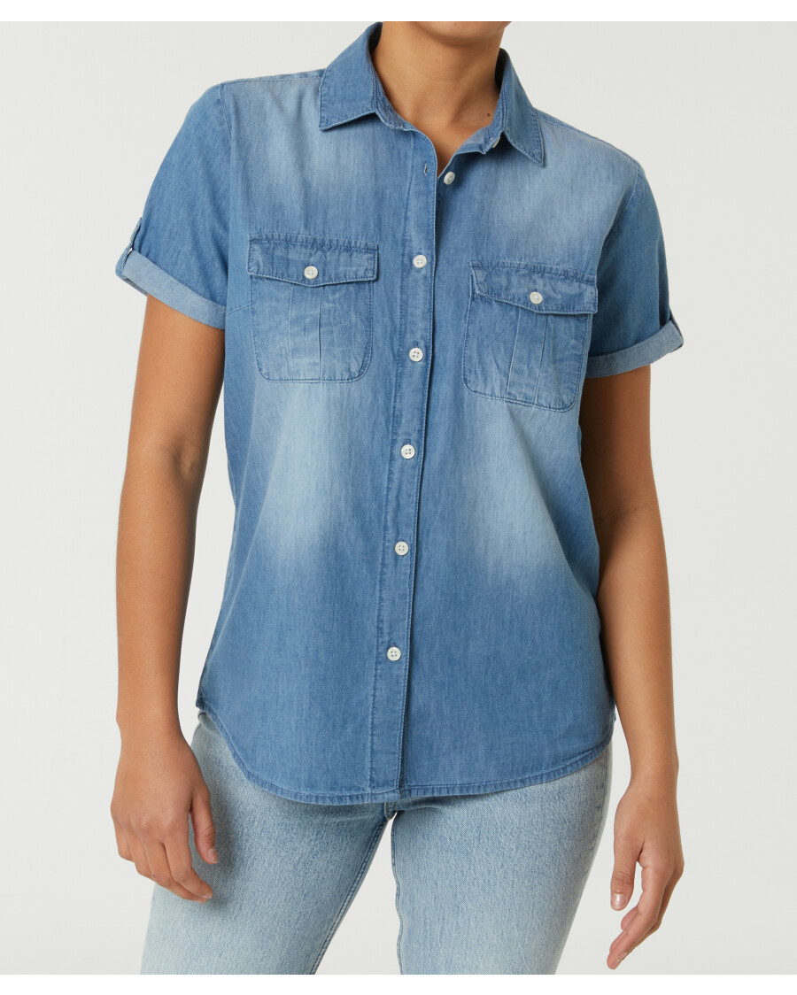 Jeansbluse Kurzarm