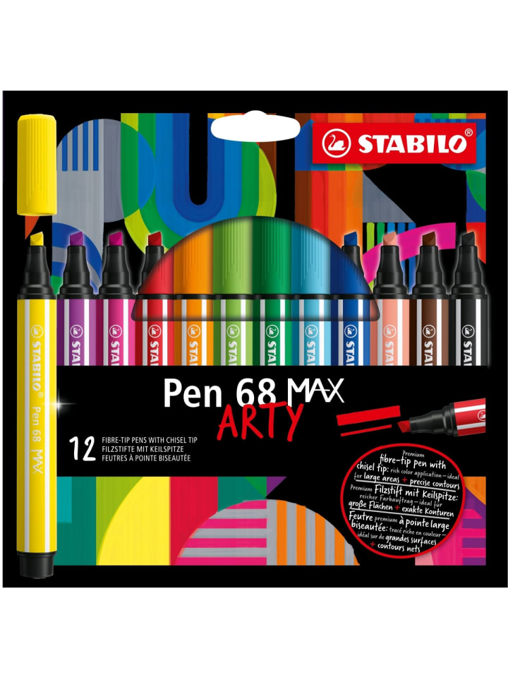 STABILO Fasermaler Pen 68 Max Keilspitze Etui Arty Packung mit 12 Stifte günstig kaufen onesize