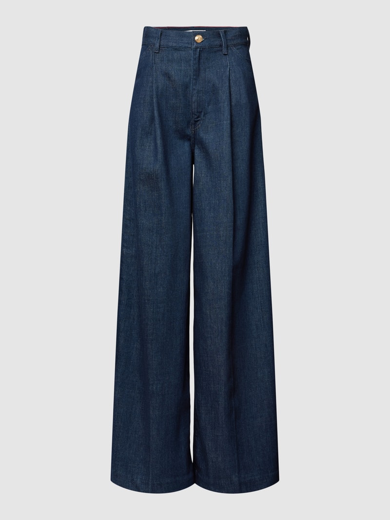 Wide Leg Jeans mit fixierten Bundfalten Modell 'NALA' in dunkelblau