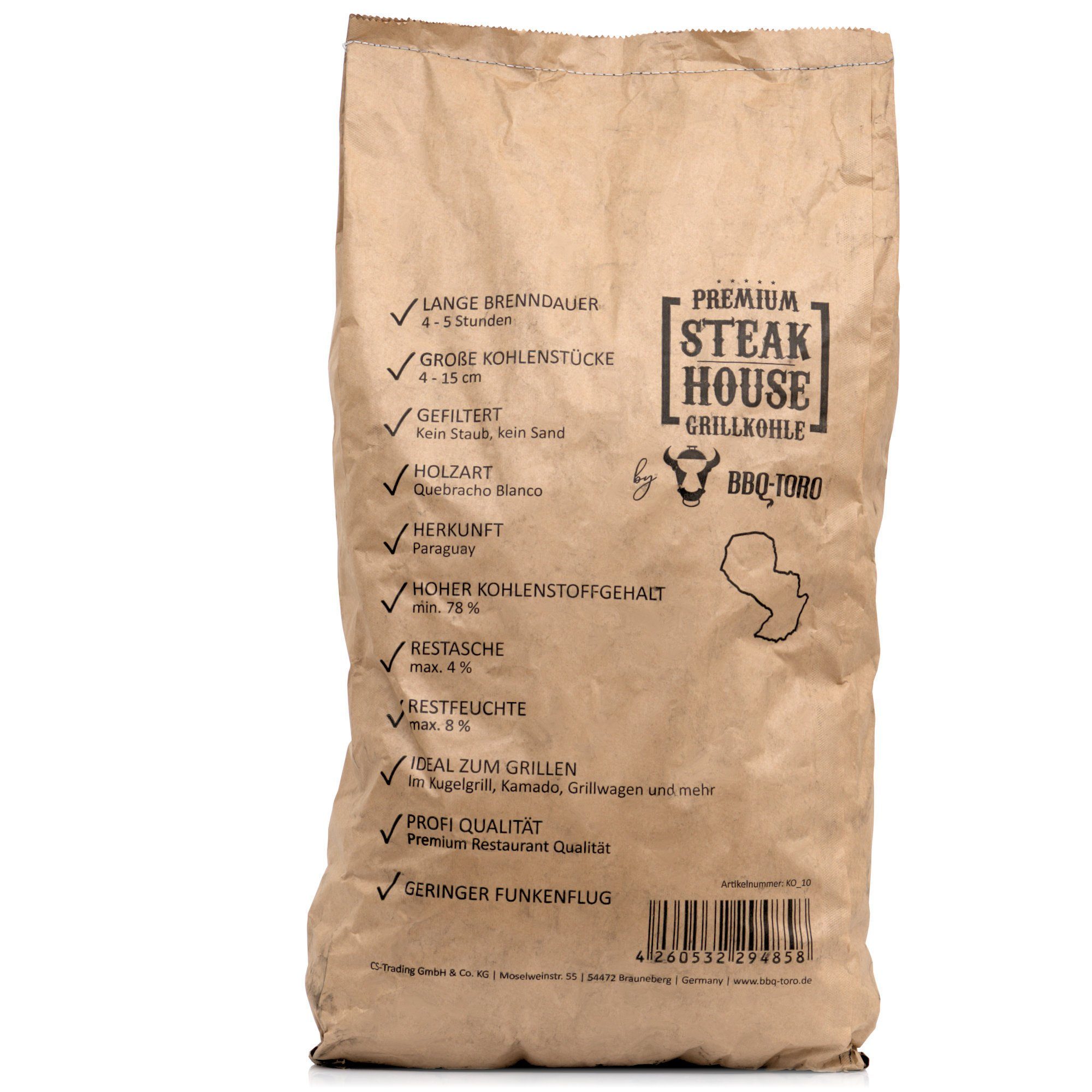 BBQ-Toro Grillkohle BBQ-Toro Premium Steak House Grillkohle, 20 kg, Quebracho Blanco, 20.00 kg