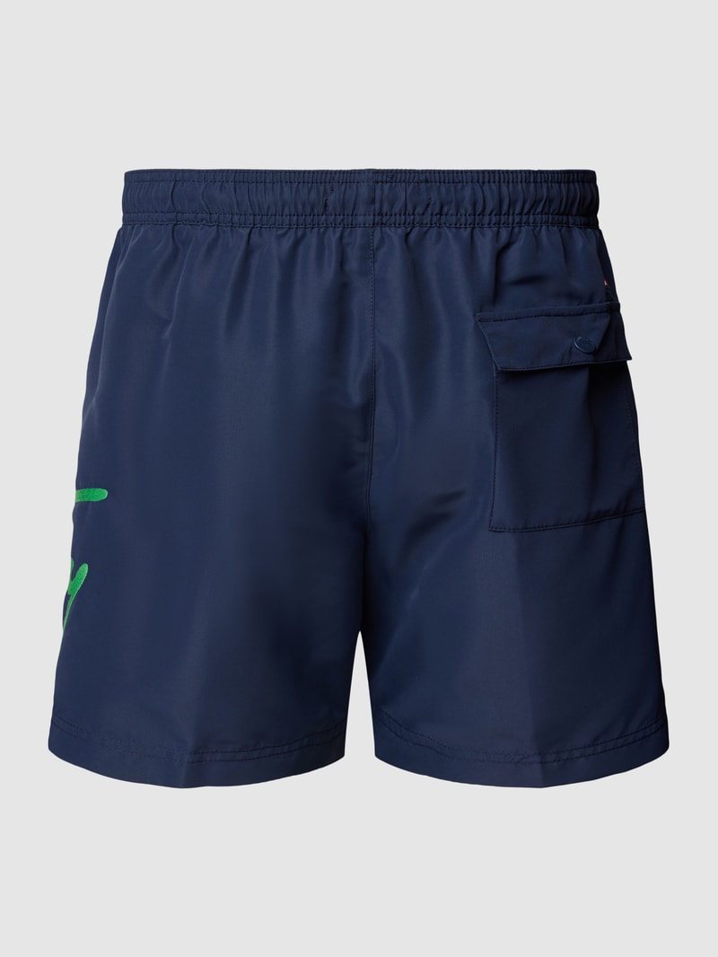 Badehose mit Label-Print in dunkelblau