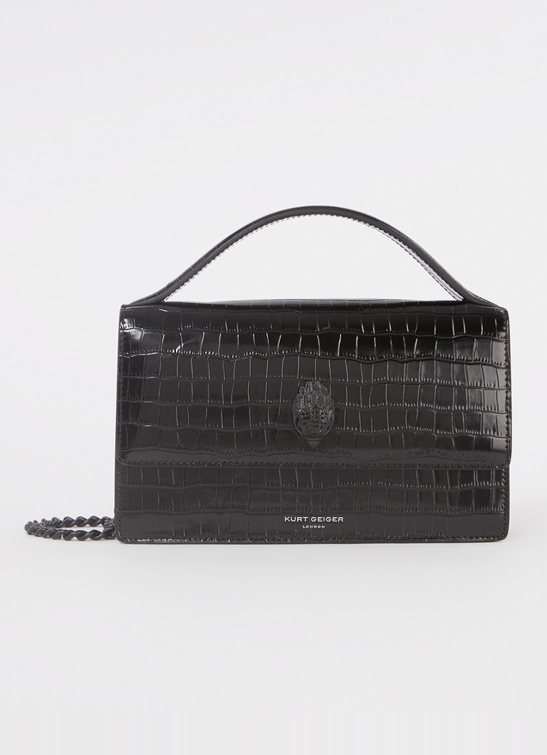 Kurt Geiger Bond -käsilaukku nahkaa, jossa krokotiilikuviointi ja irrotettava olkahihna.