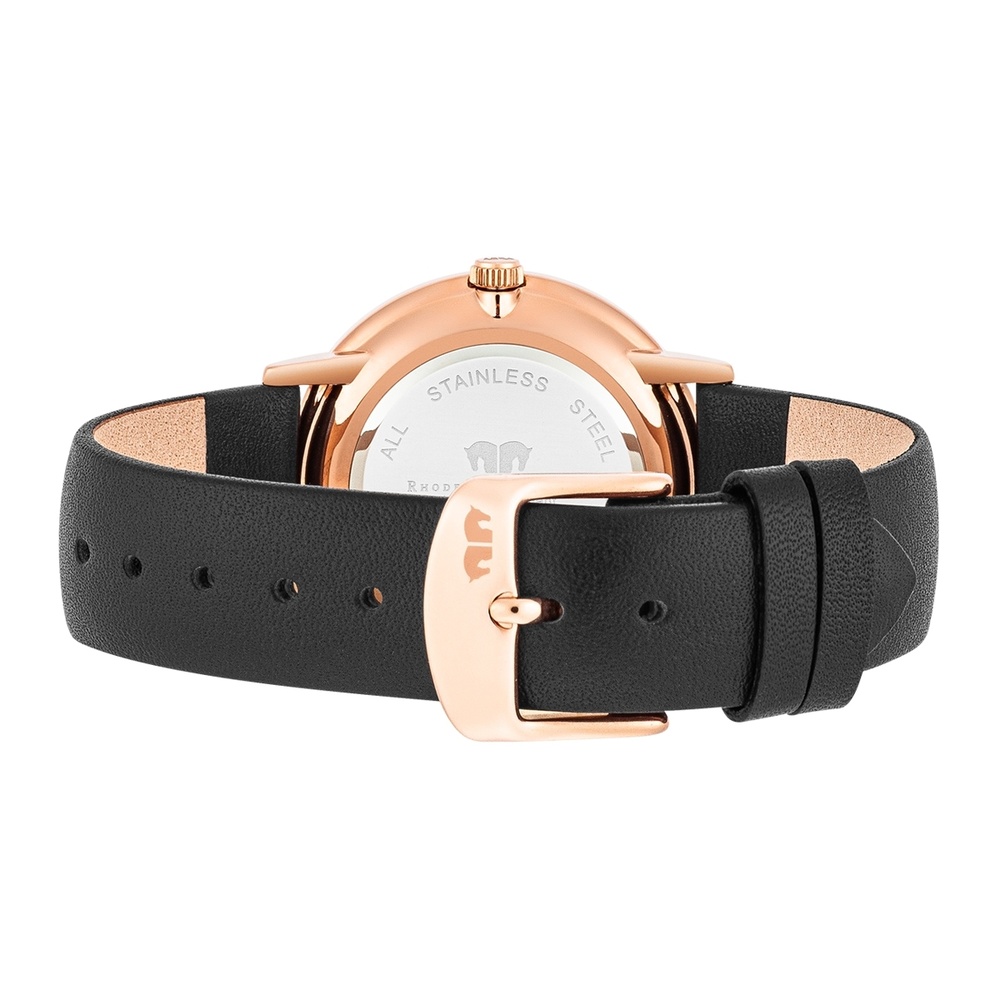 Rhodenwald & Söhne Montre à quartz Pamina en Or rose Cuir véritable en Noir Montre