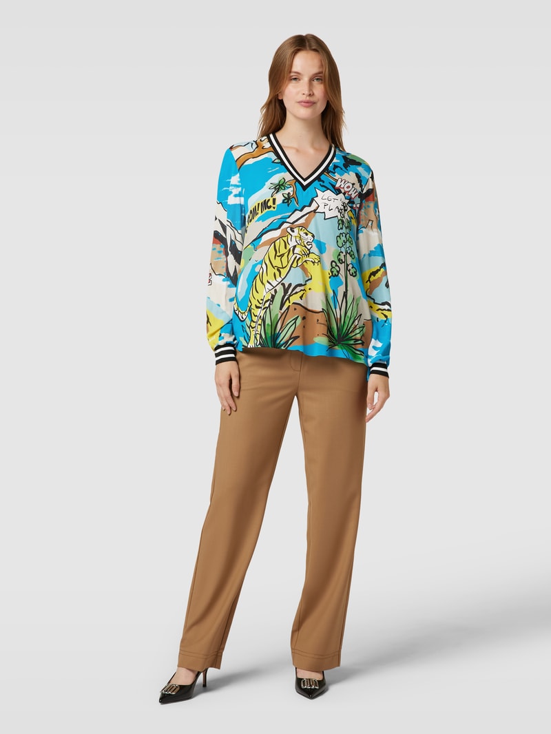Bluse mit Allover-Motiv-Print in petrol