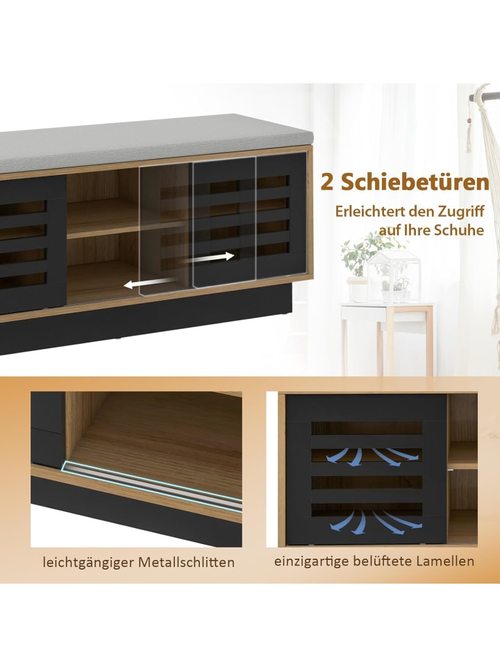 COSTWAY Schuhbank 2 in 1 100x35x46cm in Braun günstig kaufen onesize