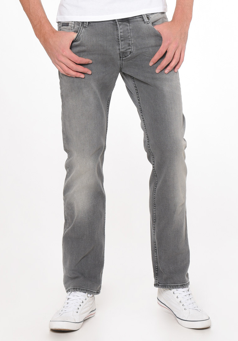 AMBRR  Jeans denim gris délavé coupe droite