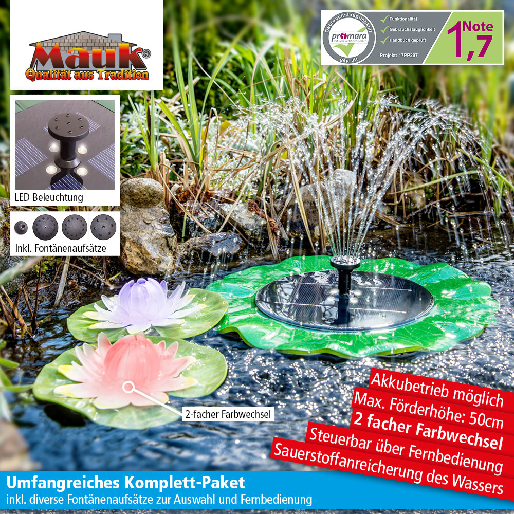 MAUK Solar Springbrunnen Pumpe mit Fernbedienung
