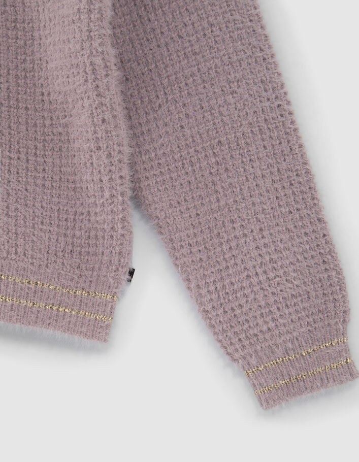 Cardigan parme tricot fantaisie fille