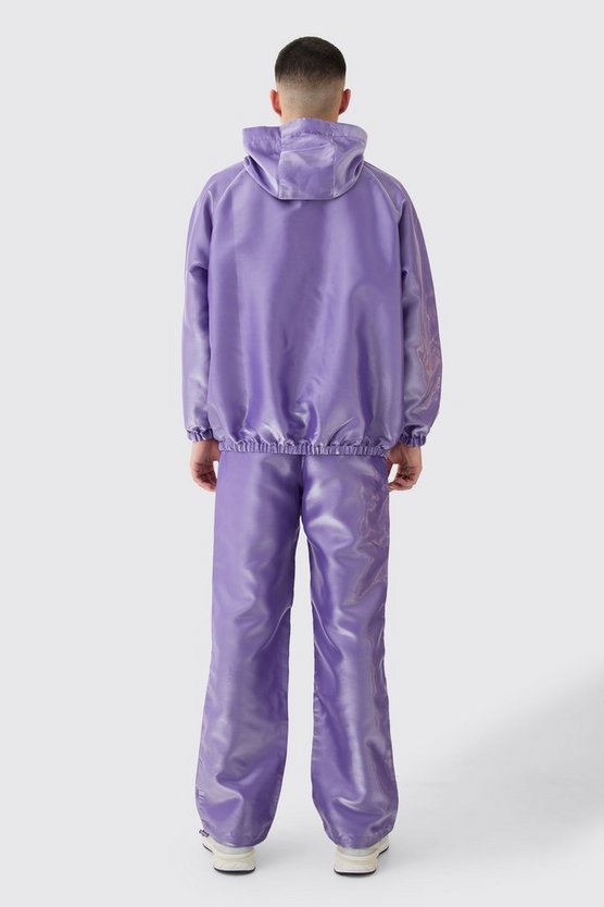 Oversize Metallic Windbreaker mit halbem Reißverschluss