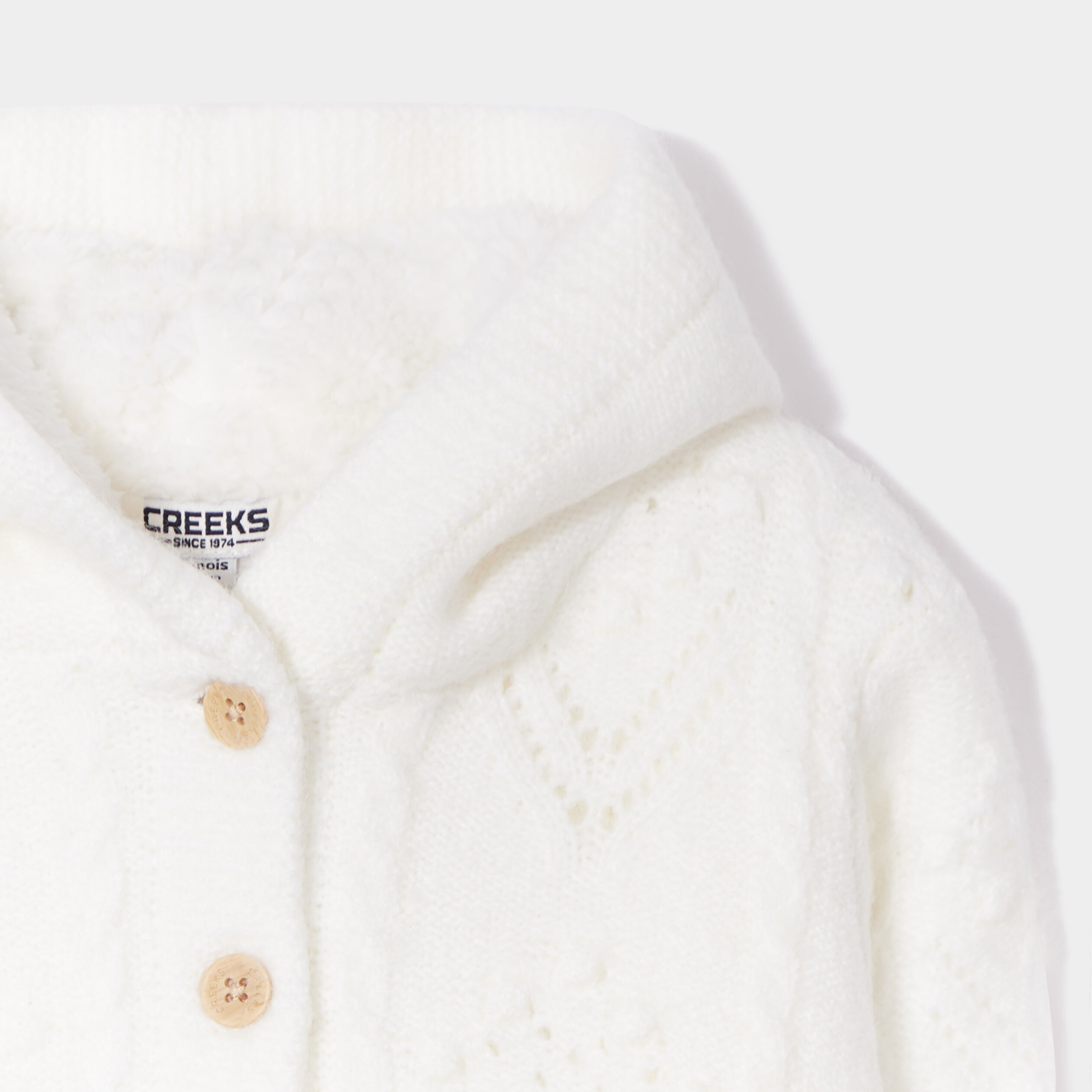 Gilet boutonné à capuche doublé Creeks blanc bébé fille | La Halle