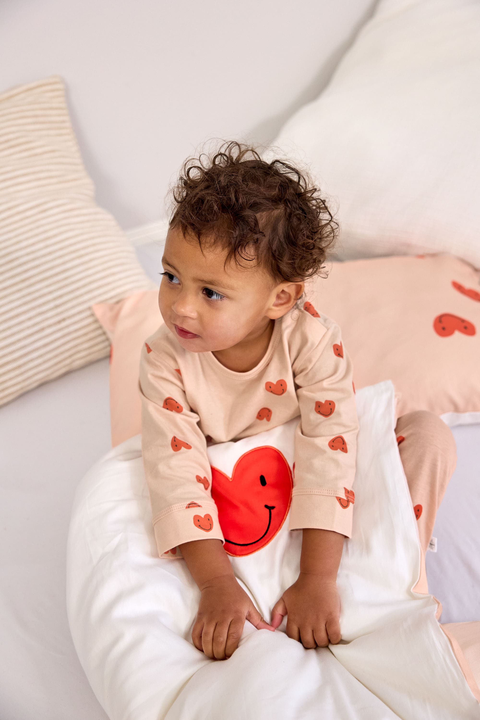 Bettwäsche Set Kinder - Bio Baumwolle, Herzen, Rosa Milky