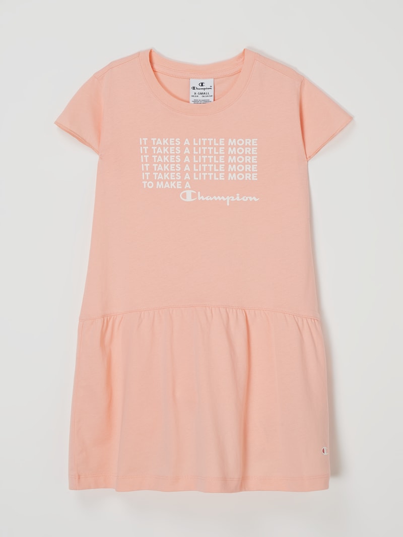 Shirtkleid mit Message-Print in apricot