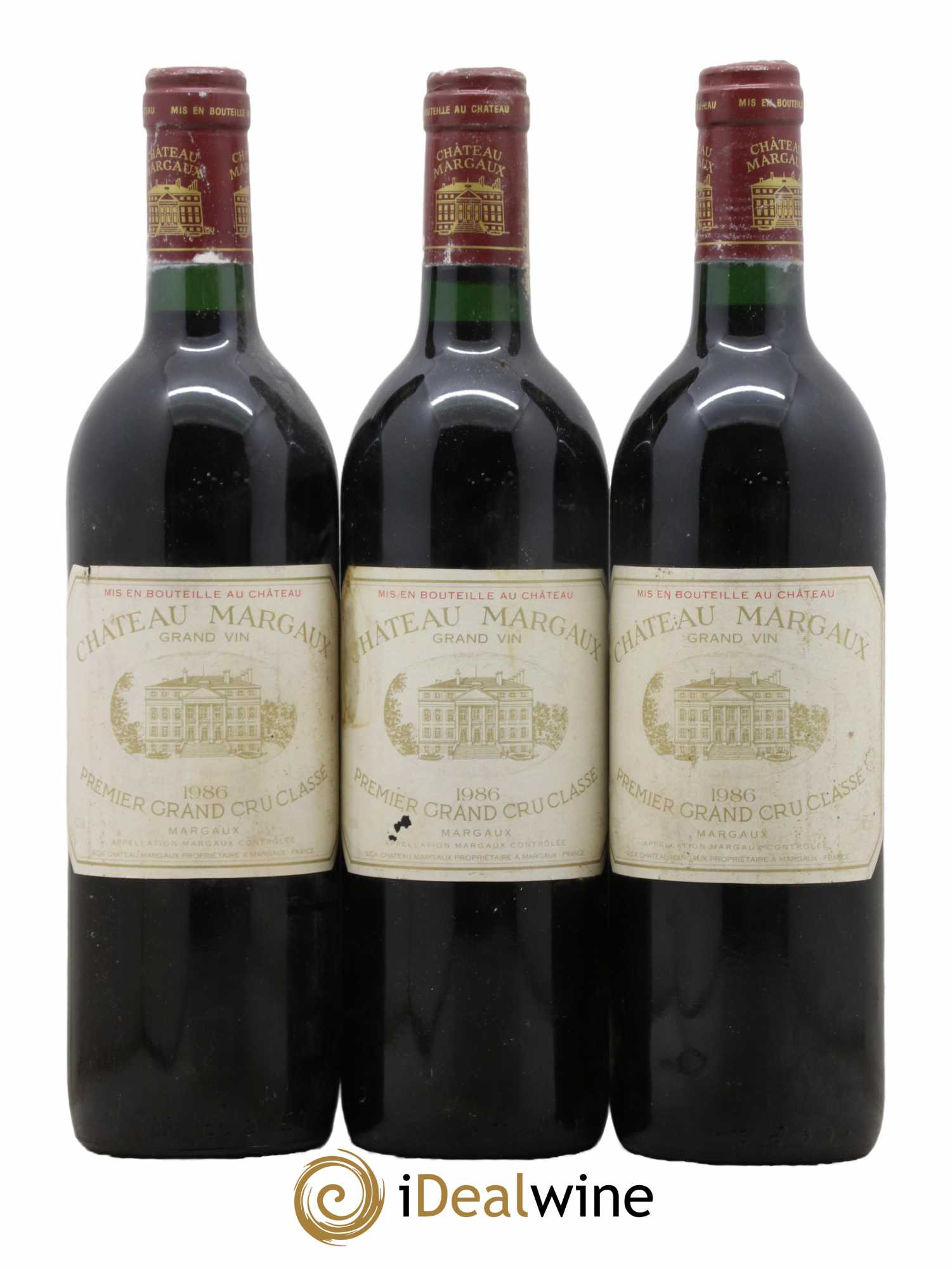 Château Margaux 1er Grand Cru Classé  1986 - Lot de 3 Bouteilles