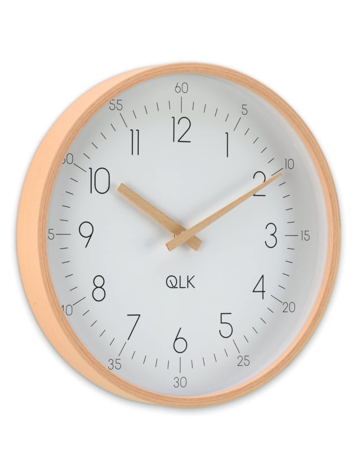 COFI 1453 Wanduhr mit Holzrahmen und Zeigern Ø31cm in Weiß günstig kaufen onesize