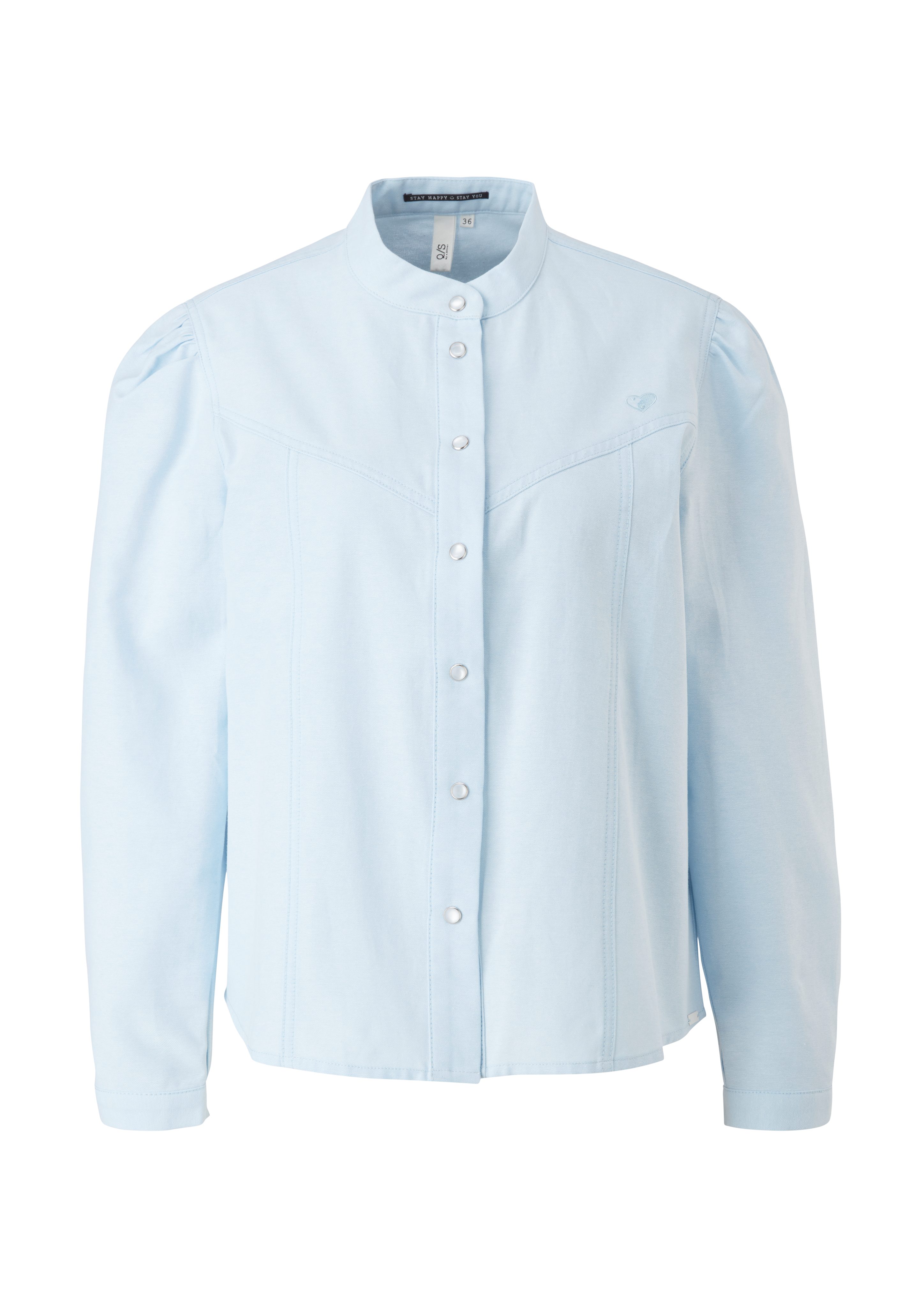 QS Langarmbluse Bluse im Vintage-Look Stickerei, Teilungsnähte