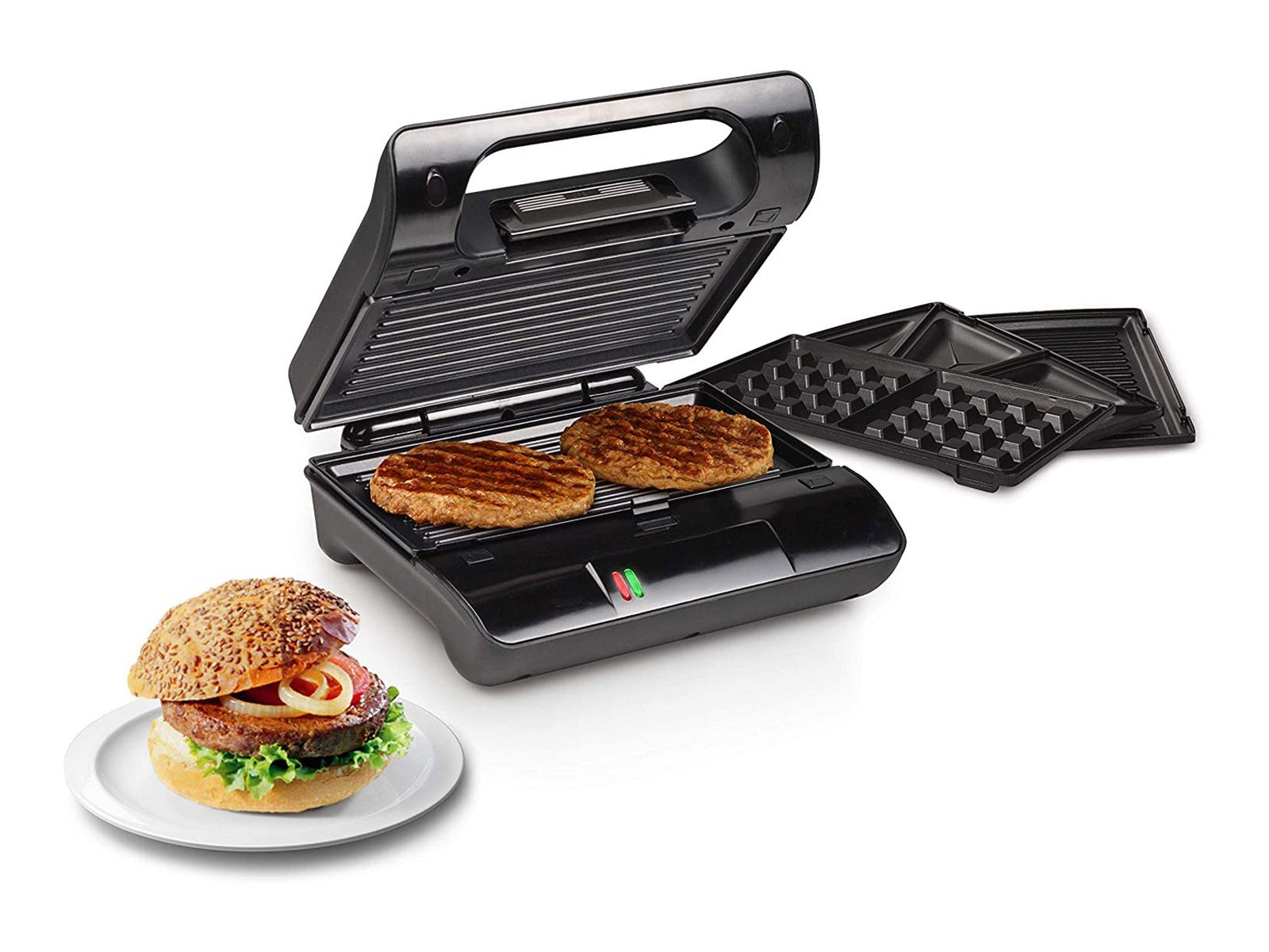 PRINCESS Sandwichmaker, 700 W, & Waffeleisen 3in1 belgische Waffeln Indoorgrill Panini Multigrill