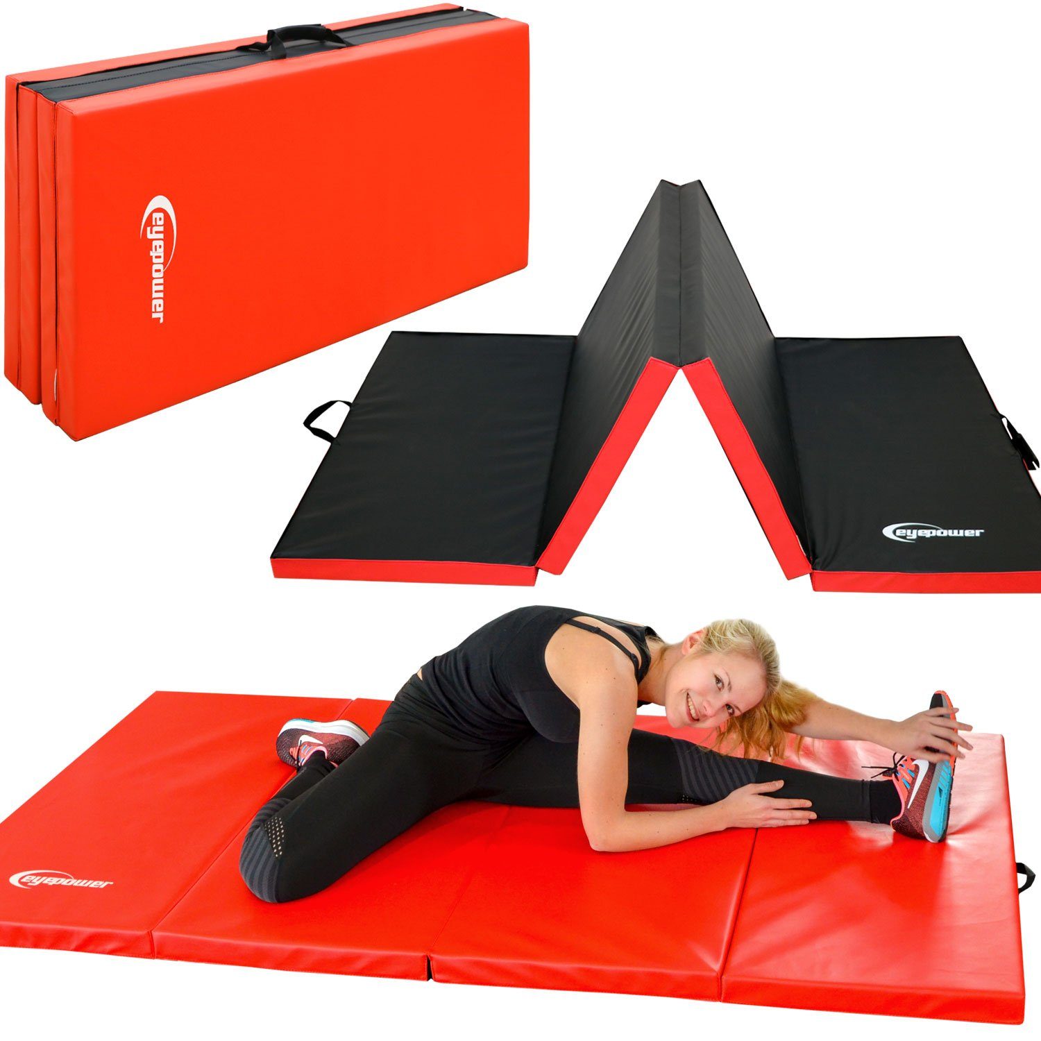 eyepower Fitnessmatte XL Weichbodenmatte 200x100x5cm Faltbare Turnmatte, Weichbodenmatte rot