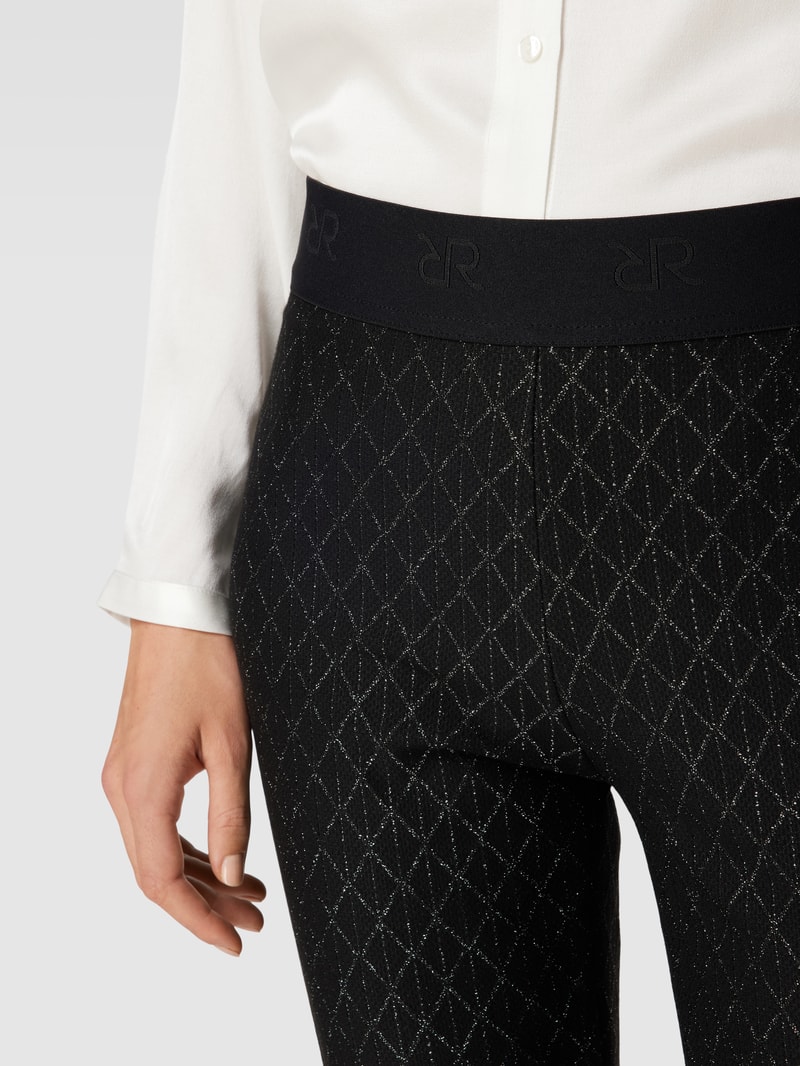Verkürzte Hose mit grafischem Muster Modell 'MACY' in schwarz
