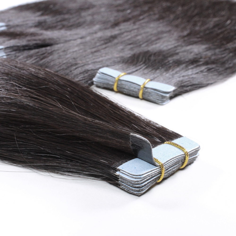 hair2heart Extensions adhésives Premium Cheveux bruts Noir naturel 2.5g extensions
