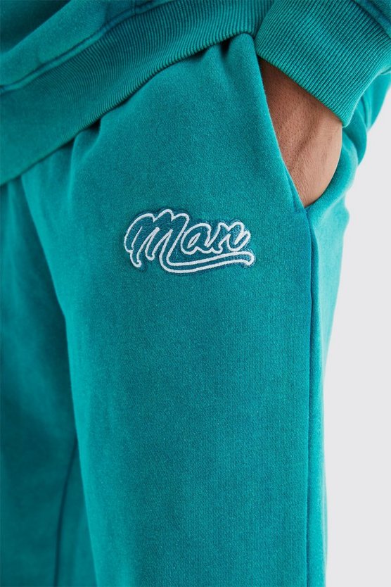 Man Jogginghose mit Acid-Waschung und geteiltem Saum