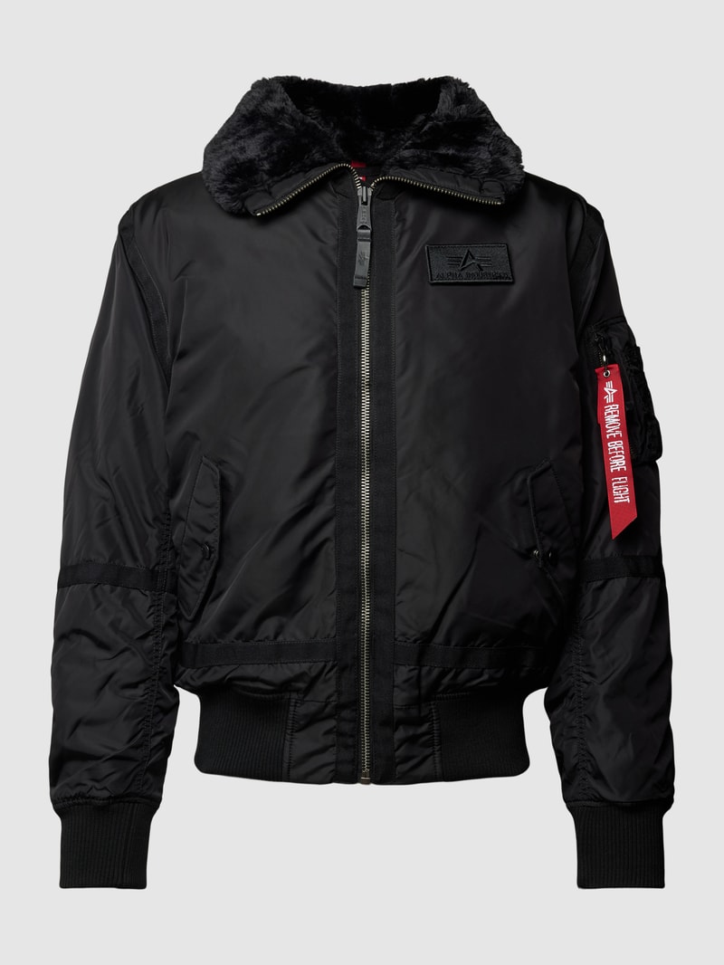 Bomberjacke mit Label-Patch in schwarz