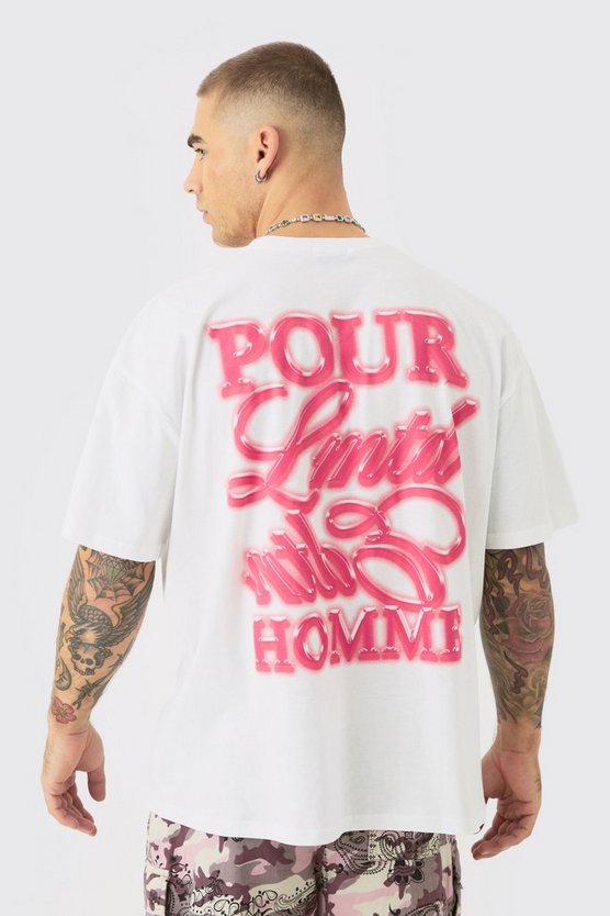 Kastiges Oversize T-Shirt mit Homme Text Print