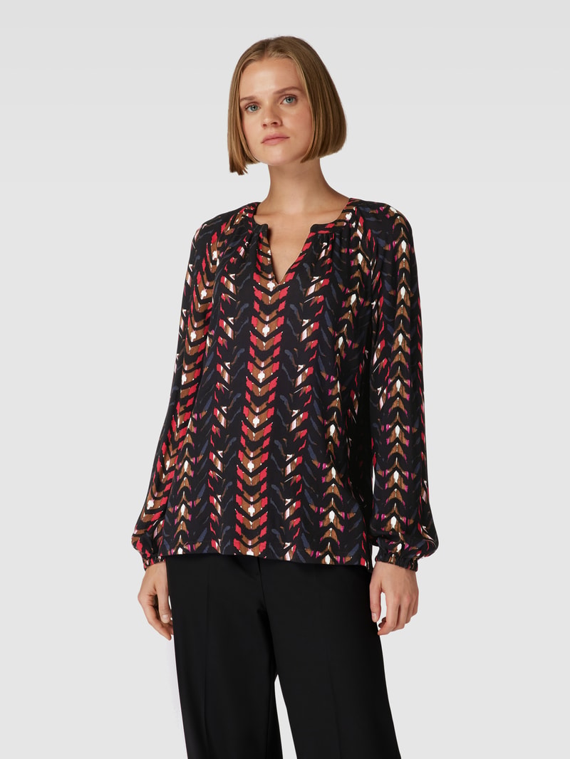 Bluse aus Viskose mit Allover-Muster in schwarz