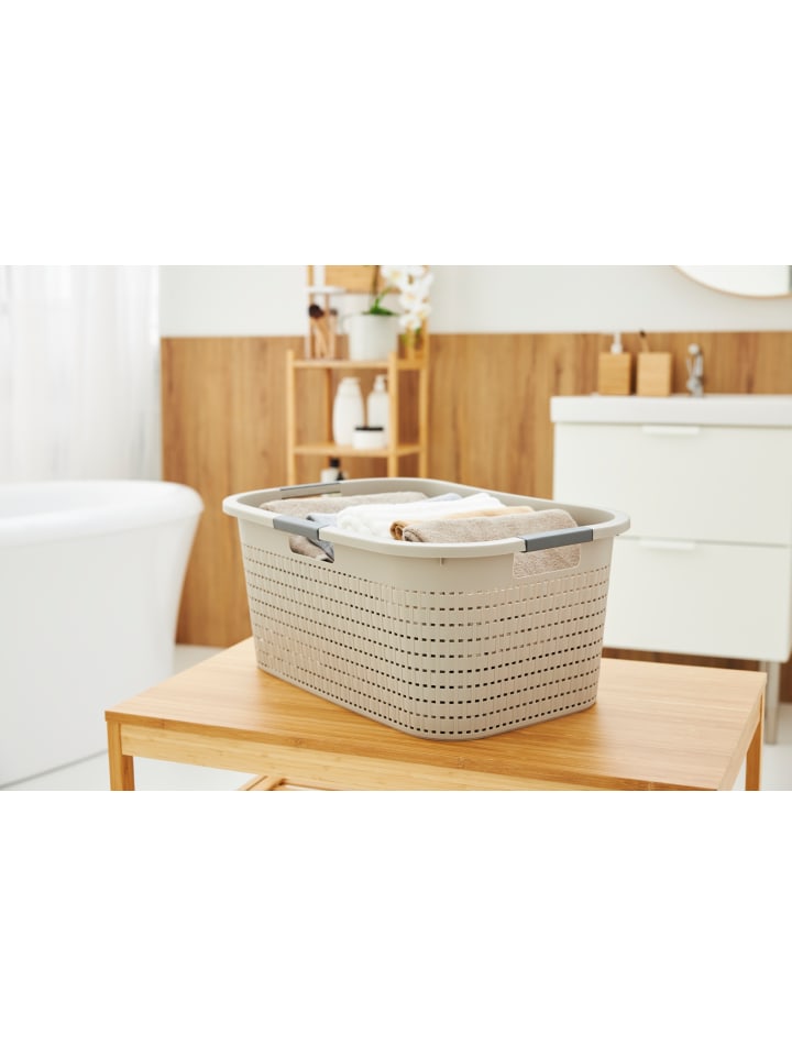 Rotho Wäschebox 40L COUNTRY - ergonomische Wäschebox aus Kunststoff  in Cappuccino günstig kaufen onesize