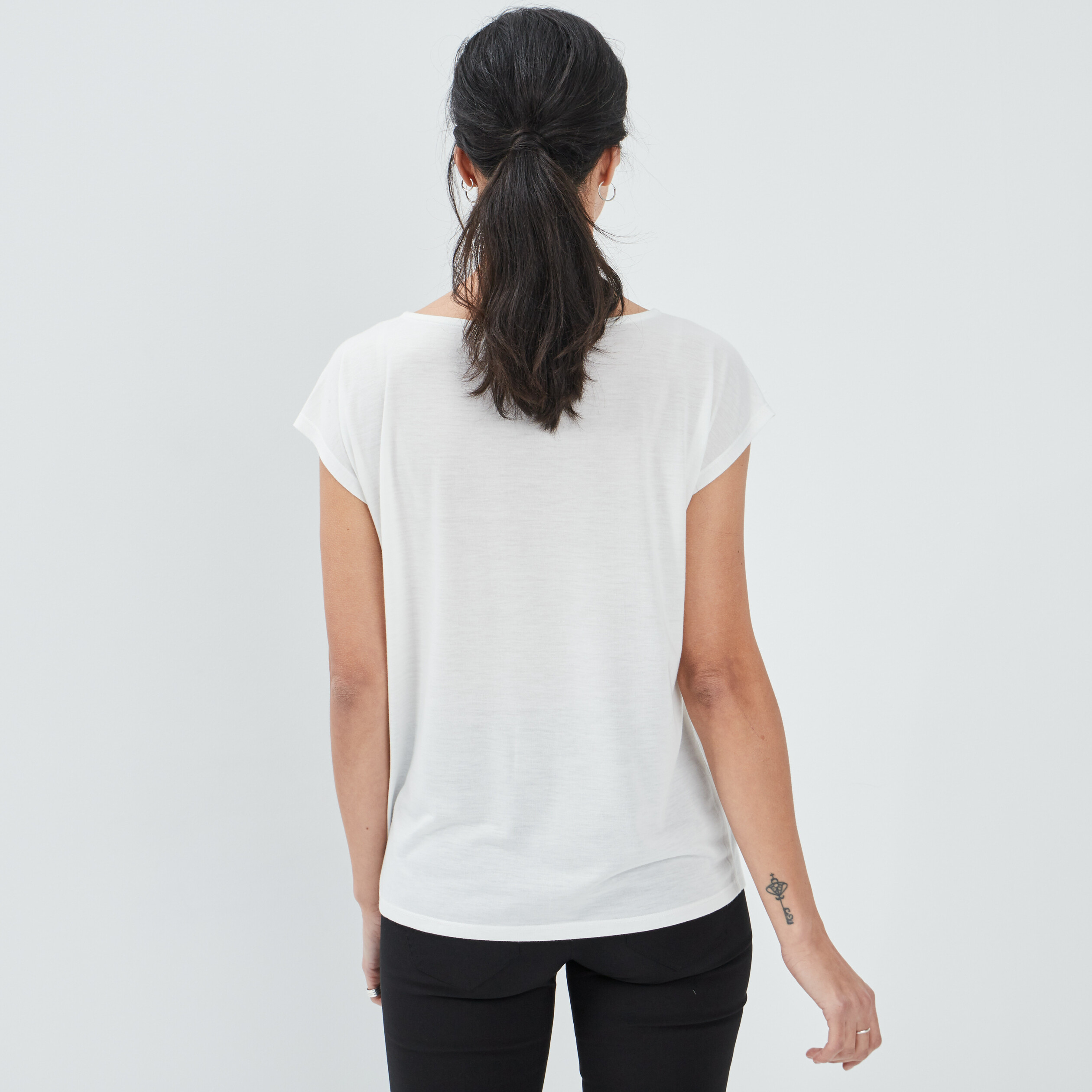 T-shirt manches courtes ivoire femme | La Halle