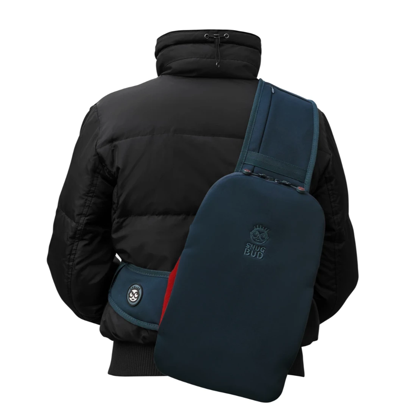Snugbud Classic blau/roter Rucksack mit Wärmflasche