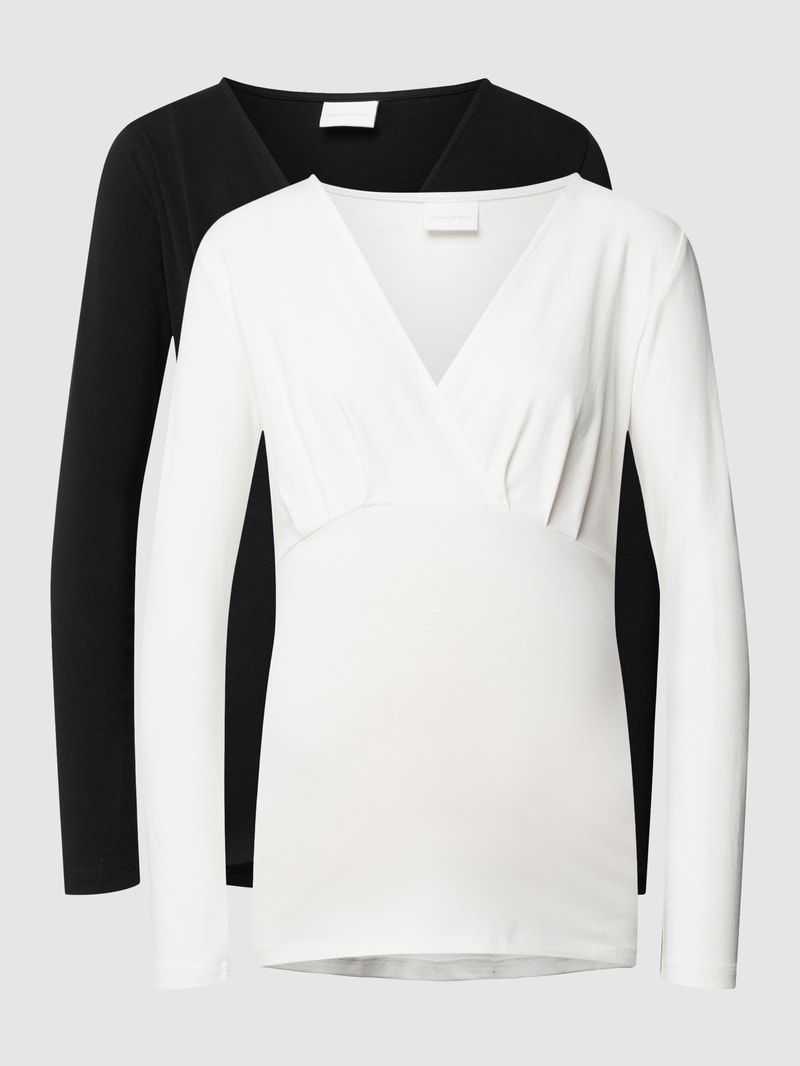 Umstands-Longsleeve in Wickel-Optik Modell 'Emma' im 2er-Pack in schwarz
