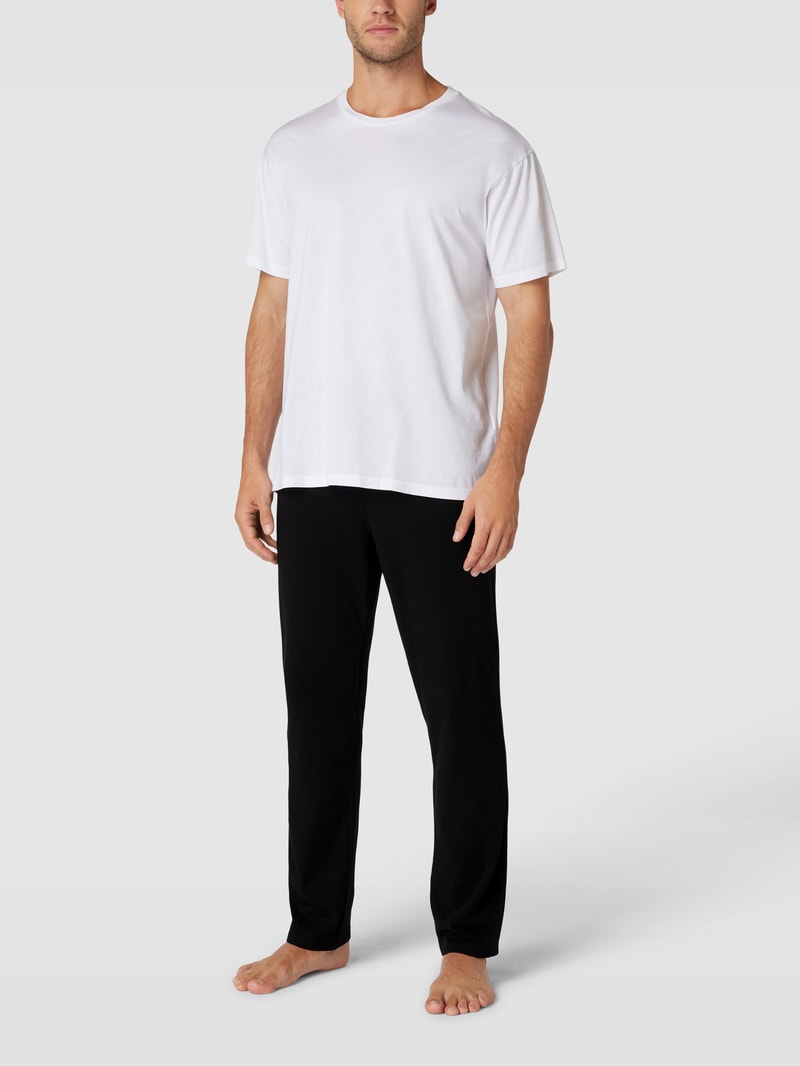 Pyjama-Hose mit elastischem Logo-Bund in schwarz