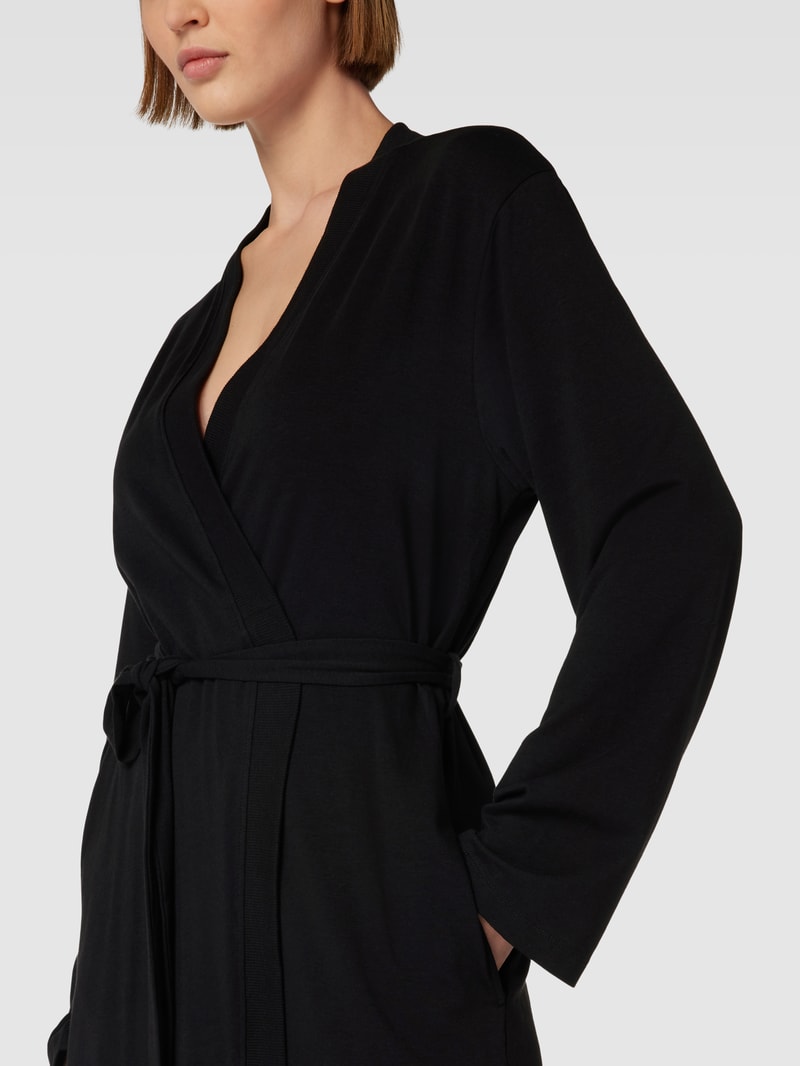 Bademantel mit Label-Print in schwarz