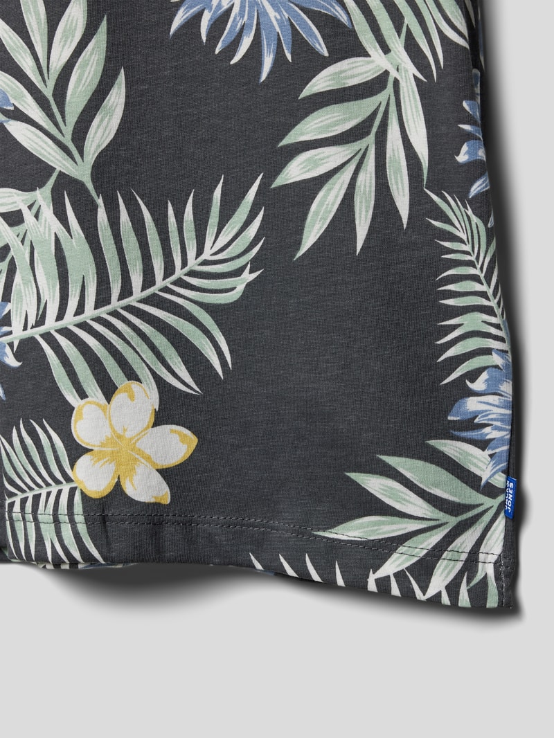 T-Shirt mit floralem Muster in anthrazit