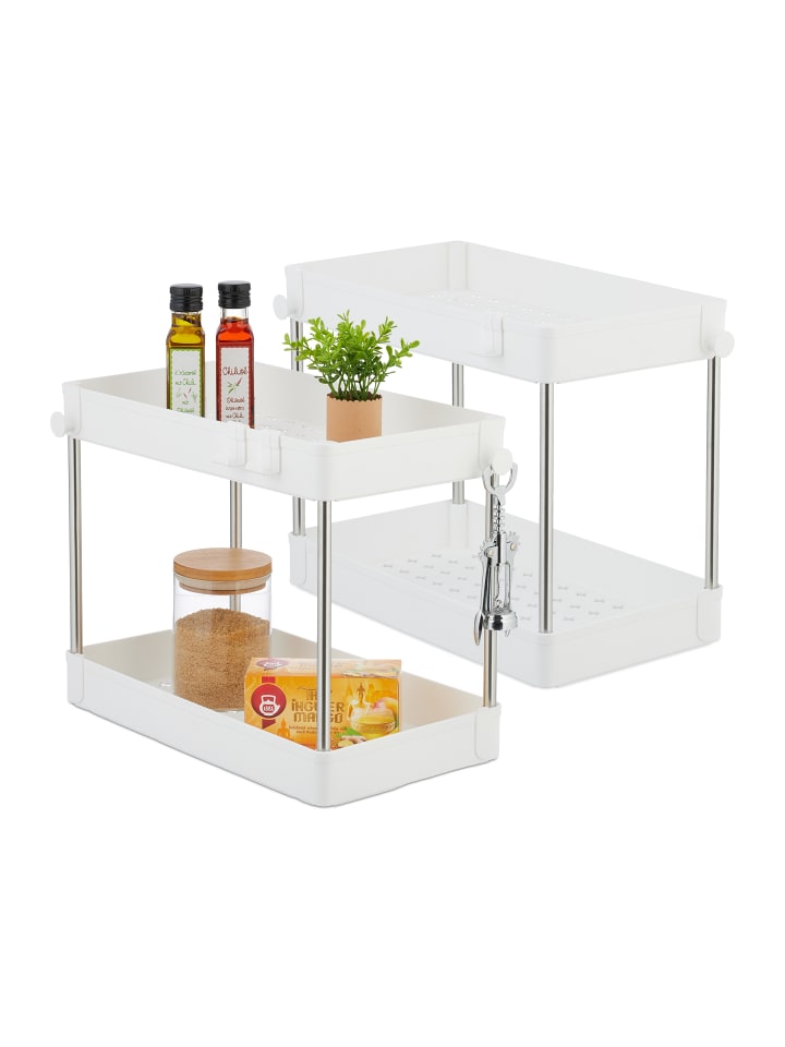 relaxdays 2 x Unter Waschbecken Regal in Weiß - (B)40 x (H)32 x (T)22 cm günstig kaufen onesize