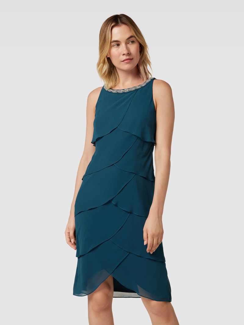 Cocktailkleid mit Strasssteinbesatz in bottle meliert
