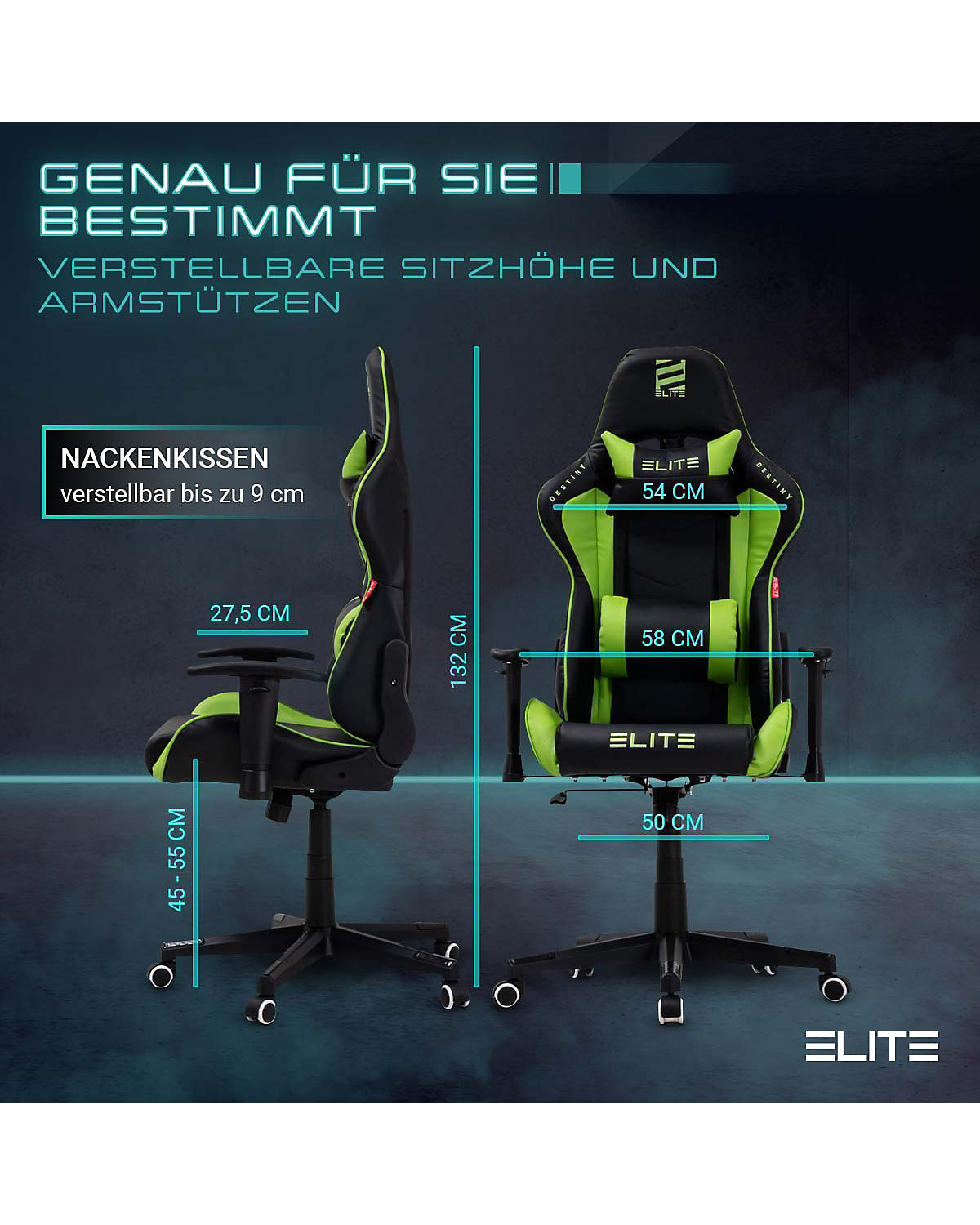 Gaming Stuhl DESTINY MG200 - Ergonomischer Racing Gaming Stuhl - Auch als RGB