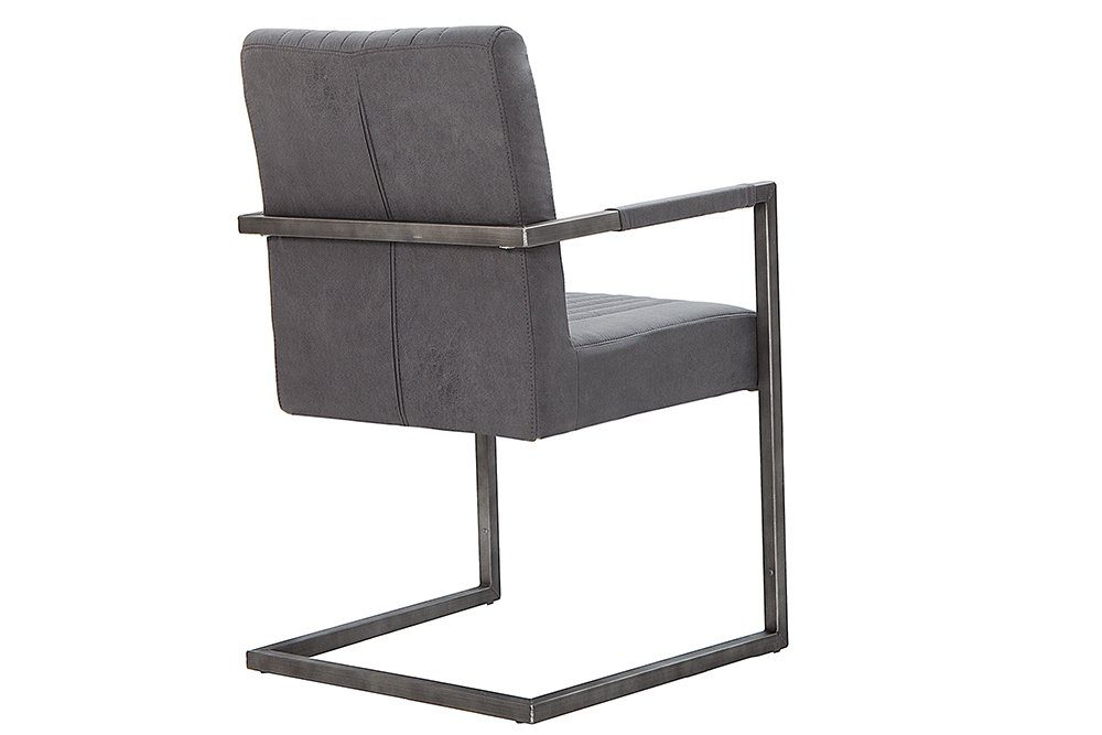 riess-ambiente Freischwinger BIG ASTON vintage grau / grau, Esszimmer · Microfaser · Armlehne · Industrial