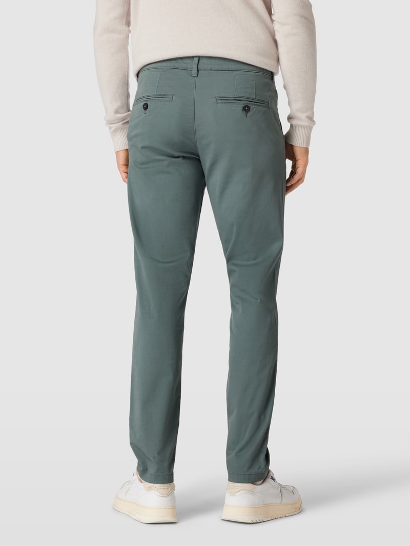 Slim Fit Stoffhose in unifarbenem Design Modell 'Miles' in grün