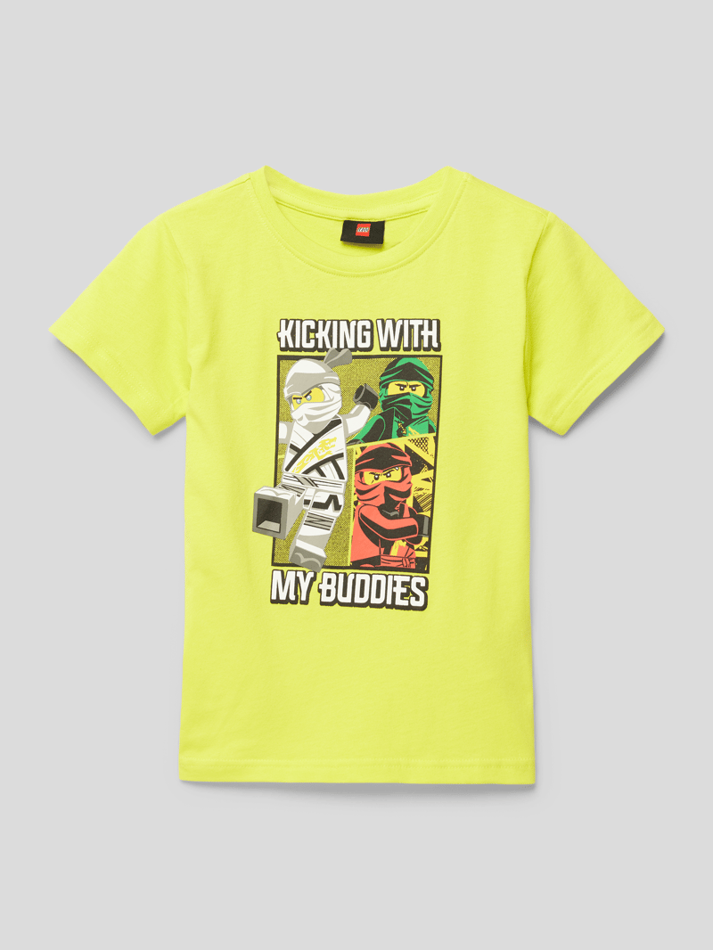 T-Shirt mit Motiv-Print in hellgelb
