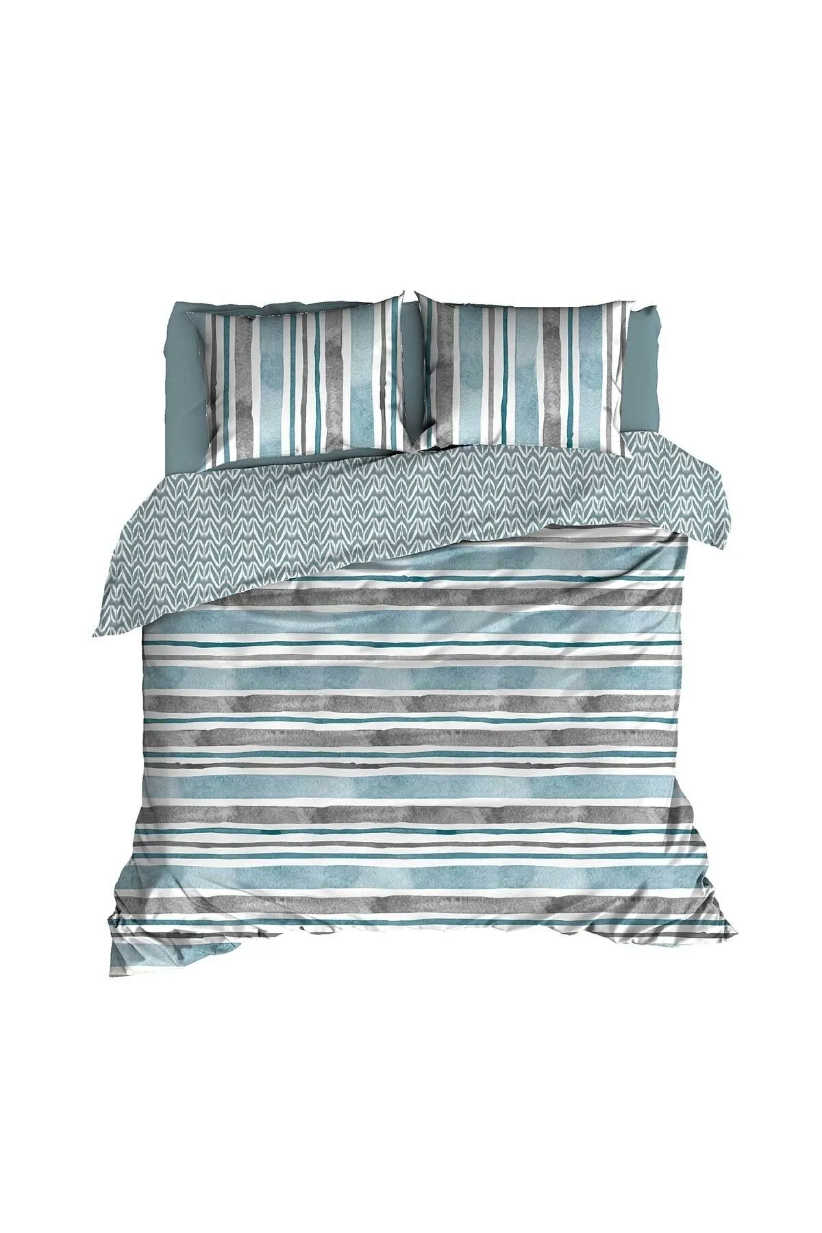 Elart  Lara-Spannbettbezug-Set für Einzelbett, 100 % natürliche Baumwolle, Ranforce, 3-teilig, Blau