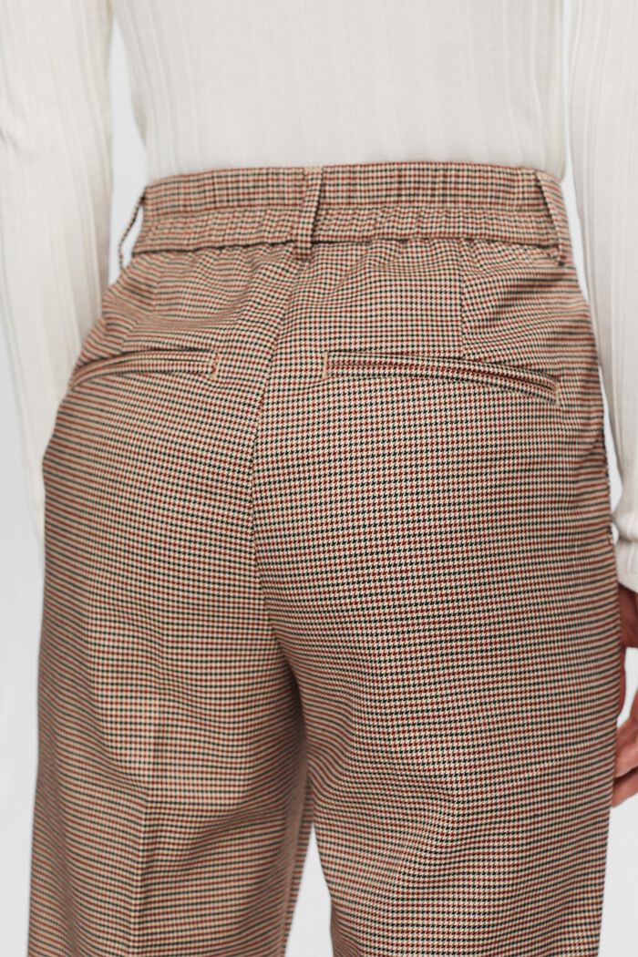 Hose mit weitem Bein und hohem Bund im Hahnentritt-Design