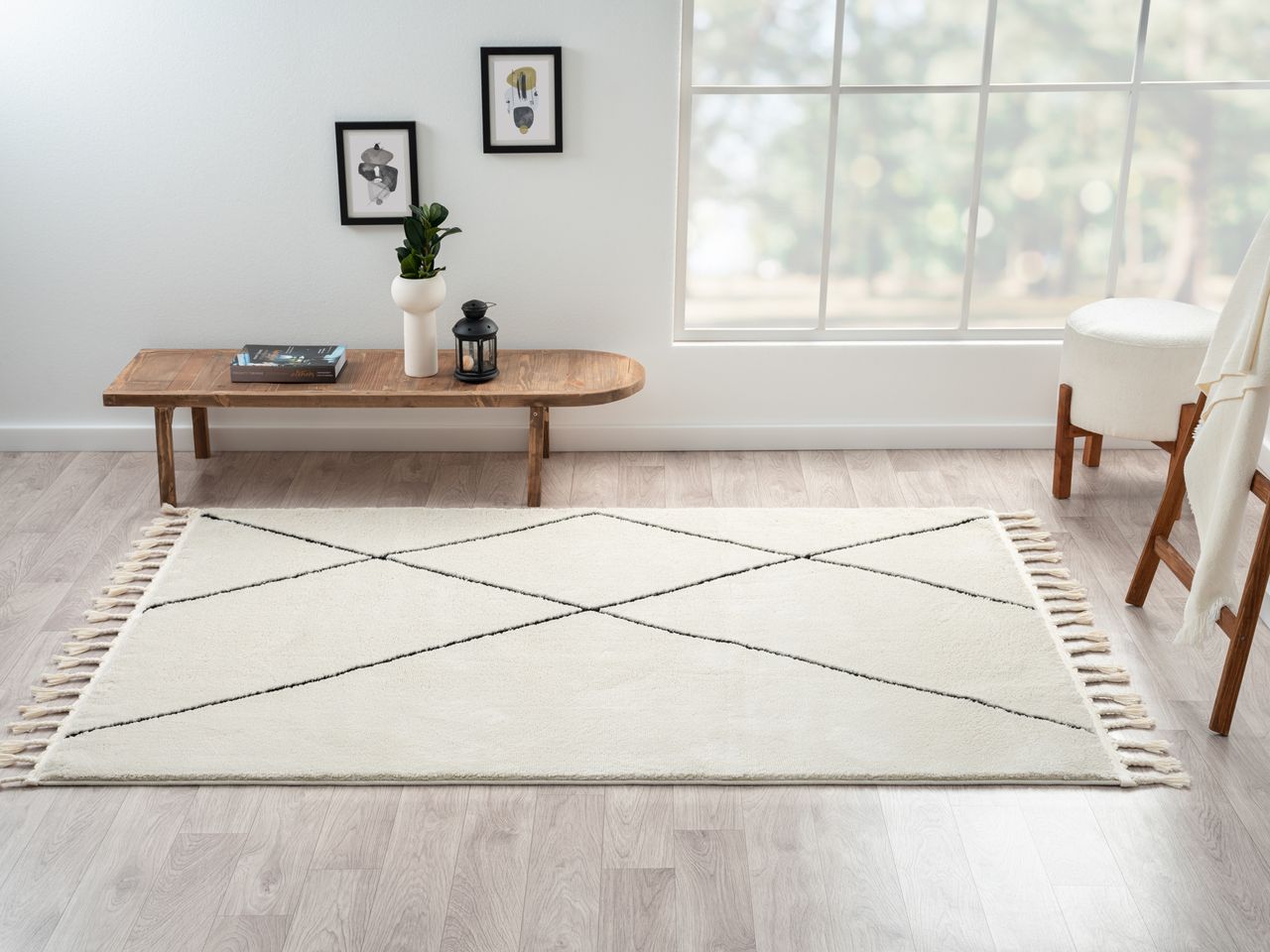 MyFlair Teppich Moroccan Hideaway, 200 cm x 140 cm, Farbe weiß, rechteckig, Florhöhe 19mm