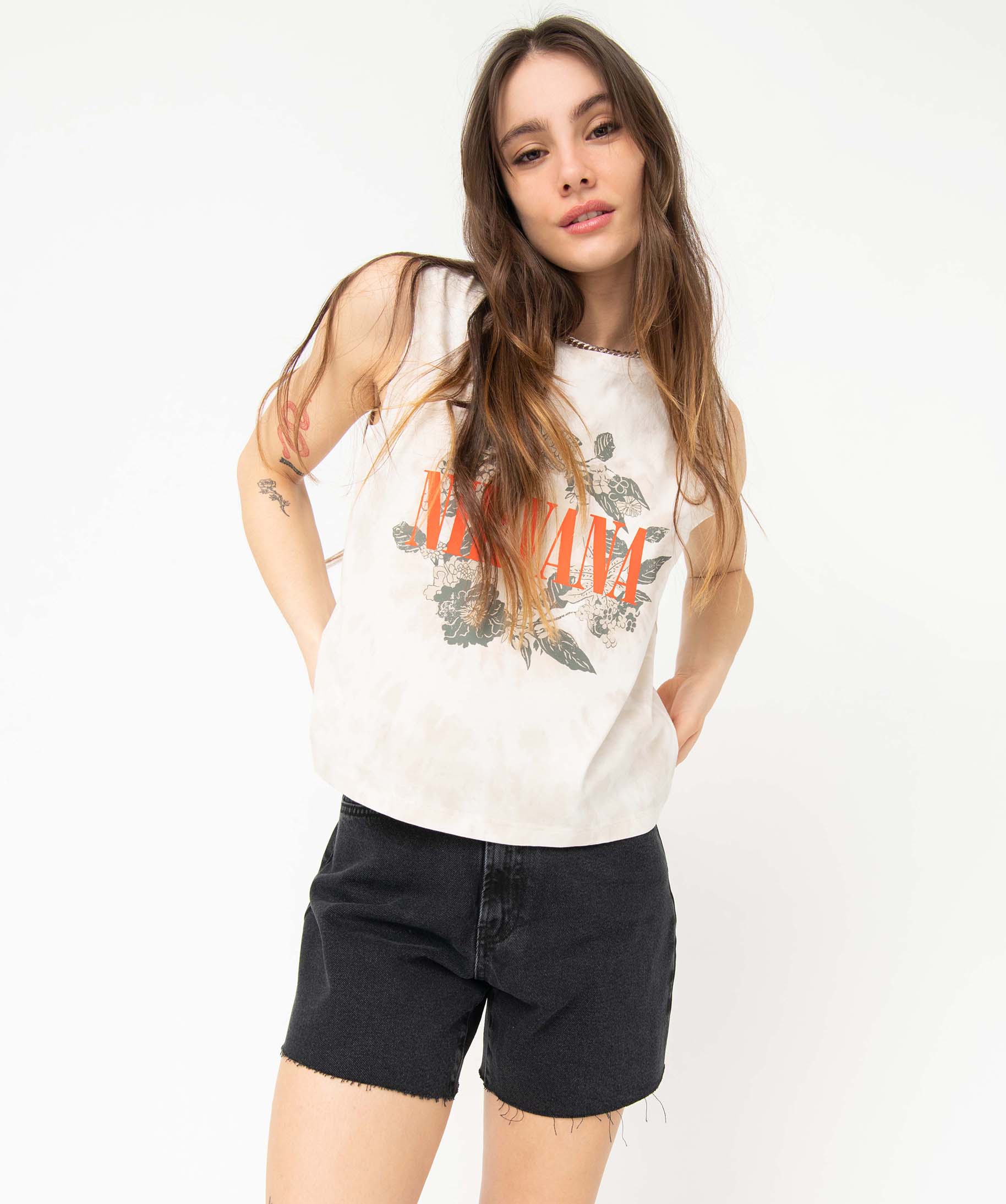 Débardeur femme à large motif - Nirvana beige | GEMO